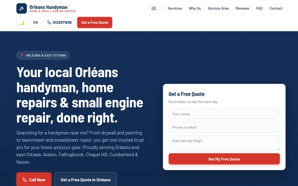 Orléans Handyman website preview